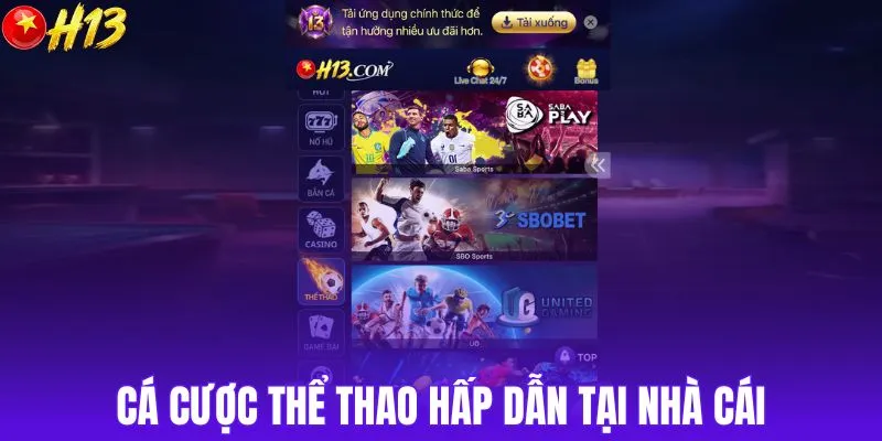 Cá cược thể thao hấp dẫn tại nhà cái