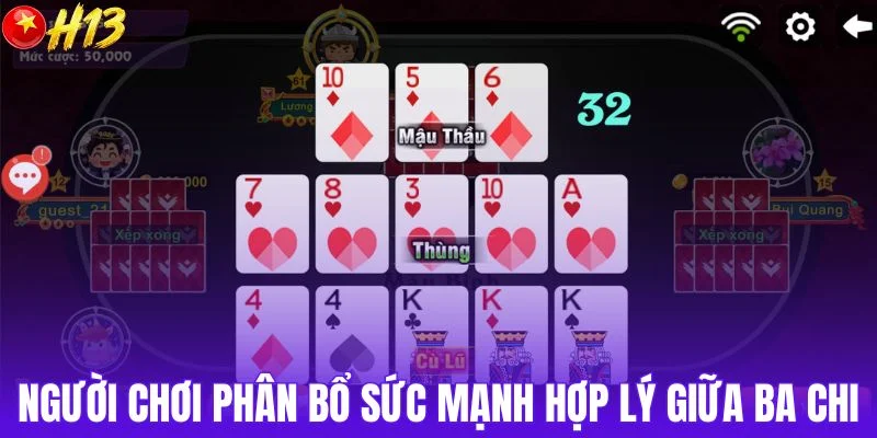 Người chơi phân bổ sức mạnh hợp lý giữa ba chi